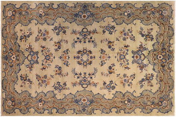 handmade Traditional Tabriz Green Blue Hand Knotted RECTANGLE 100% Wool Pile area rug 8x12
